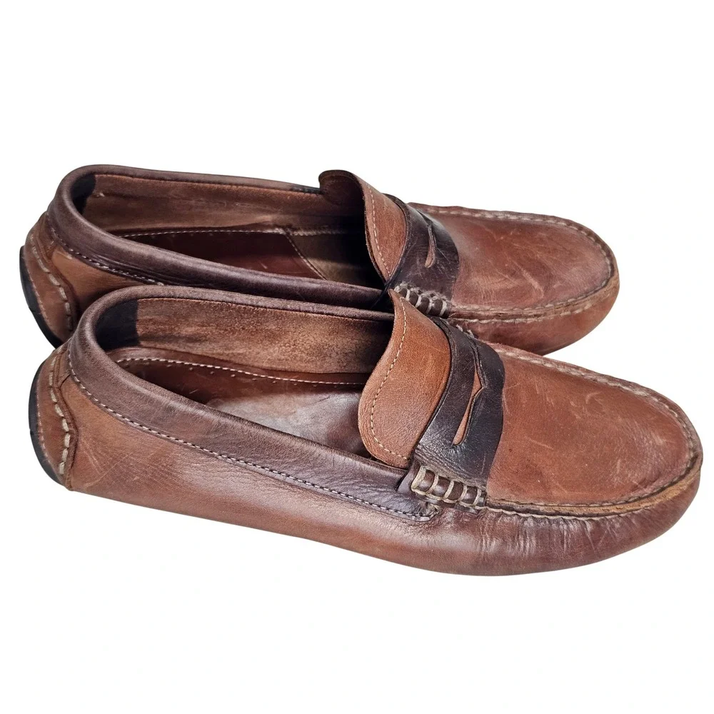 Johnston & Murphy Mens Brown Leather Penny Loafer Driver Shoes 25-0252 Size 9M